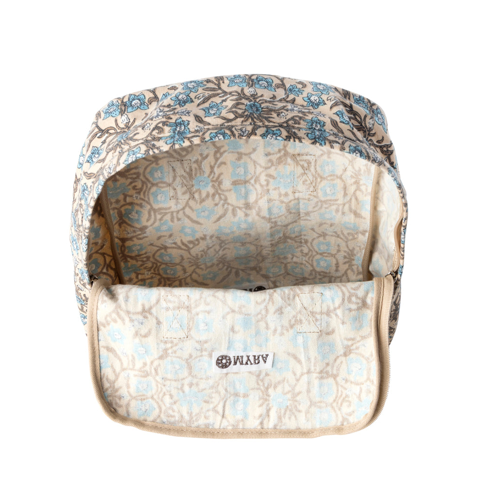Myra Pine Meadow Cotton & Leather Crossbody Bag in Natural & Blue Floral