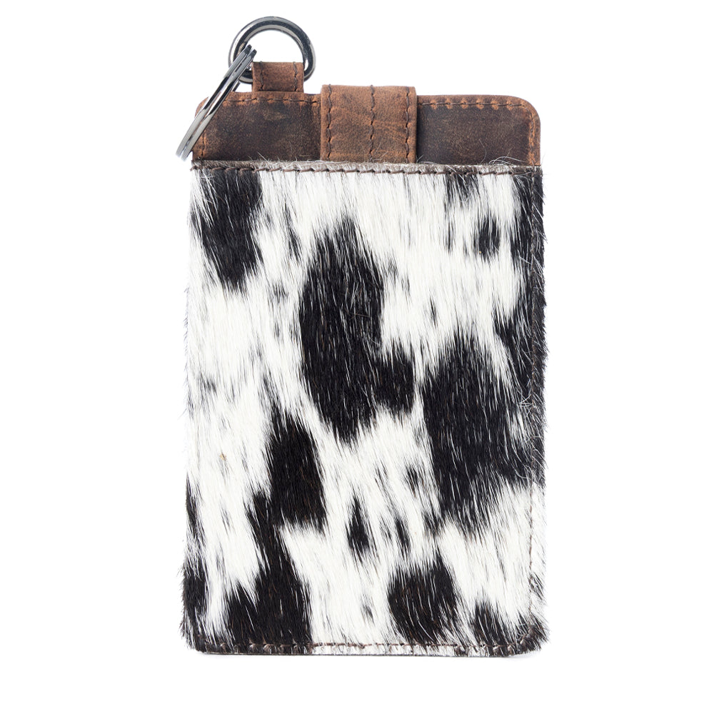 Myra Roper Card Holder for Women in black with hair-on detail