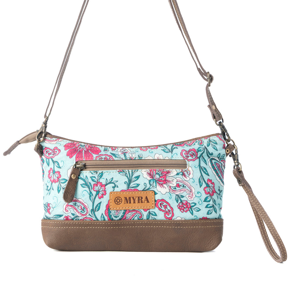 Myra Wild Posy Crossbody Bag for Women in agave with print detail